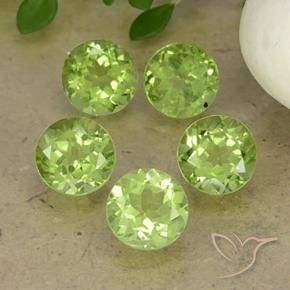 4.40 ctw Green Peridot Stones, Natural Peridot in Round Facet Shape for Sale