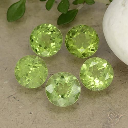 4.18 ctw Green Peridot Stones, Natural Peridot in Round Facet Shape for Sale