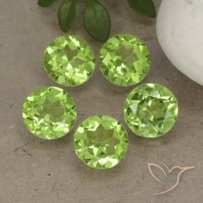3.92 ctw Green Peridot Stones, Natural Peridot in Round Facet Shape for Sale