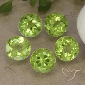4.19 ctw Green Peridot Stones, Natural Peridot in Round Facet Shape for Sale