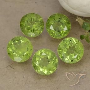 4.67 ctw Green Peridot Stones, Natural Peridot in Round Facet Shape for Sale