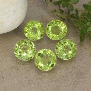 Light Green Peridot Gem - 0.7ct Round Facet (ID: 490917)