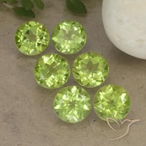 4.92 ctw Green Peridot Stones, Natural Peridot in Round Facet Shape for Sale