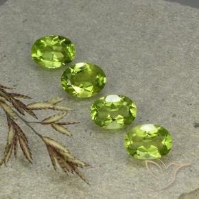 5.57 ctw Green Peridot Stones, Natural Peridot in Oval Facet Shape for Sale