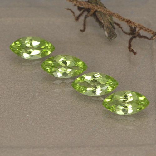 Verde vivo claro Peridoto Gema - 0.4ct Forma marquesa (ID: 496380)