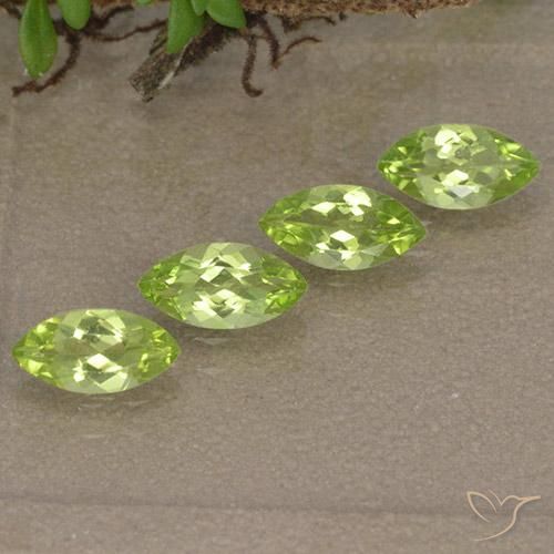 1.48 ctw Green Peridot Stones, Natural Peridot in Marquise Facet Shape for Sale