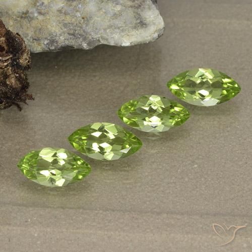 1.63 ctw Green Peridot Stones, Natural Peridot in Marquise Facet Shape for Sale