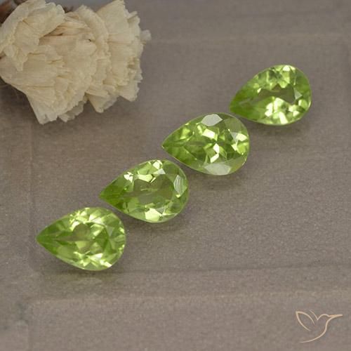 2.64 ctw Green Peridot Stones, Natural Peridot in Pear Facet Shape for Sale