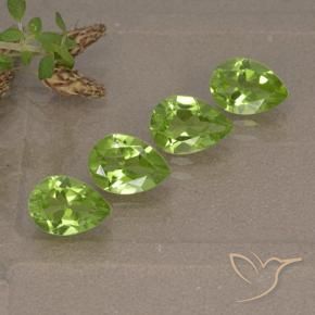 3.04 ctw Green Peridot Stones, Natural Peridot in Pear Facet Shape for Sale