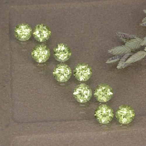 Verde claro Peridoto Gema - 0.1ct Faceta Redonda (ID: 498200)