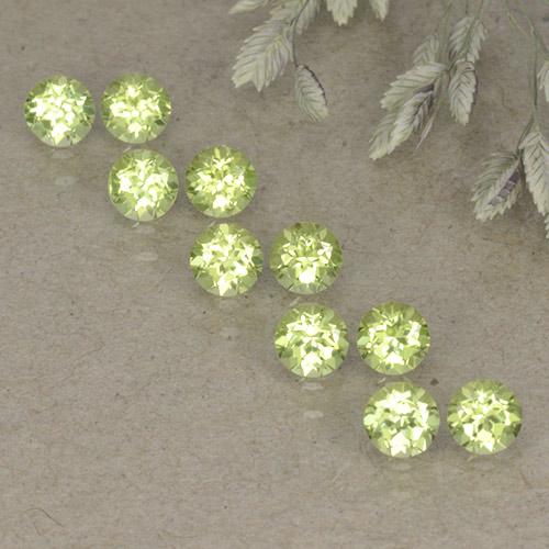Светло-зеленый Хризолит Камень - 0.1ct Круглая Фасетная Огранка (ID: 498240)