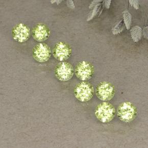 Pale Lime Green Хризолит Камень - 0.1ct Круглая Фасетная Огранка (ID: 498241)