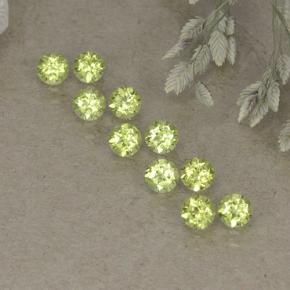 Светло-зеленый Хризолит Камень - 0.1ct Круглая Фасетная Огранка (ID: 498256)
