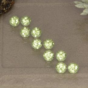 Yellow Green Peridot Gem - 0.1ct Round Facet (ID: 498505)