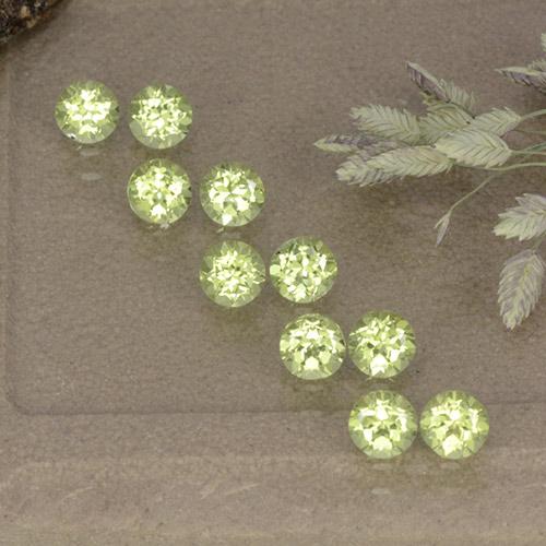 Светло-зеленый Хризолит Камень - 0.1ct Круглая Фасетная Огранка (ID: 498511)