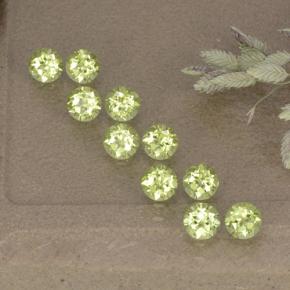 薄いペアーグリーン ペリドット 宝石 - 0.1ct ラウンドファセット (ID: 498512)