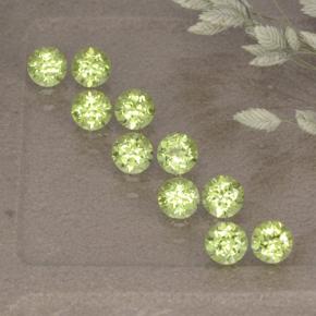 Светло-зеленовато-желтый Хризолит Камень - 0.1ct Круглая Фасетная Огранка (ID: 498521)