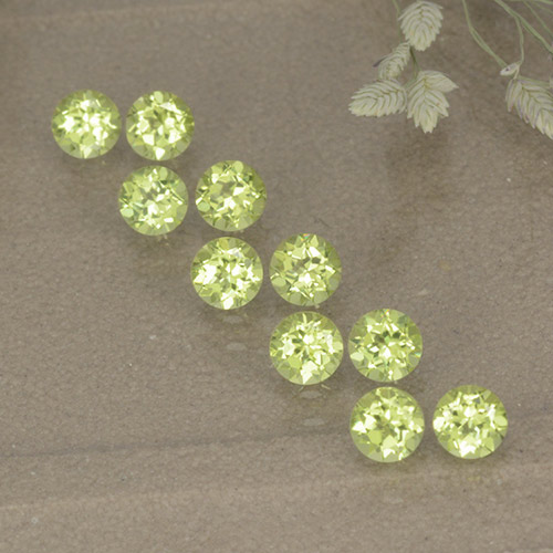 limettengrün Peridot Edelstein - 0.1ct Rund Facettenschliff (ID: 498531)