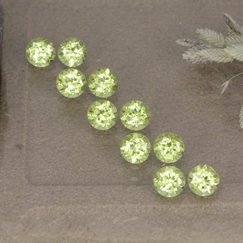 Лаймово-зеленый Хризолит Камень - 0.1ct Круглая Фасетная Огранка (ID: 498542)