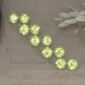 Lime Green Peridot Gem - 0.1ct Round Facet (ID: 498543)