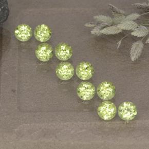 ライムグリーン ペリドット 宝石 - 0.1ct ラウンドファセット (ID: 498545)