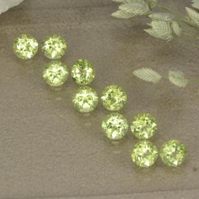 ライムグリーン ペリドット 宝石 - 0.1ct ラウンドファセット (ID: 498553)