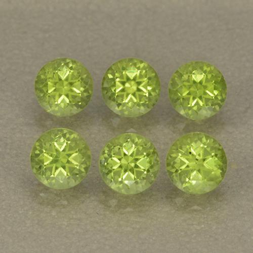 6pc 4mm Round Peridot Lot - 1.83ct total Weight / avg. 0.31ct each, Color: Lively Yellowish Green, Mohs Hardness 6.5 - 7 suitable for daily wear jewelry, Photo A