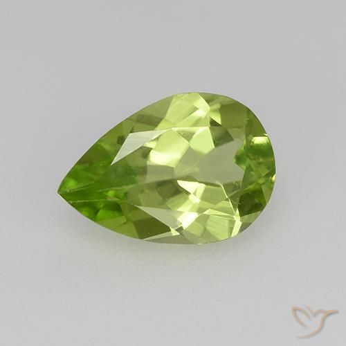 7,1 x 4,9mm birnenschliff grüner Peridot aus China, Gewicht von 0,66 ct, natürlicher Edelstein in VVS-VS Reinheit, 1 Stück birnenschliff Peridot - Farbe: Mittelgrün, Mohs-Härte von 6,5 - 7 Geeignet für den täglichen Gebrauch im Schmuck, Photo A