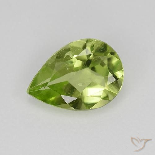 0.60ct Natural Medium Green Peridot, Pear Shape, VVS-VS