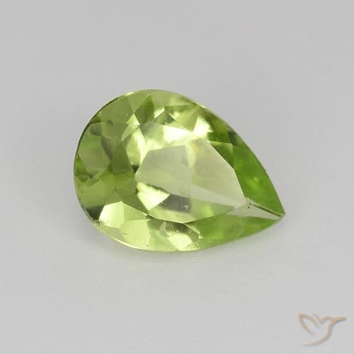 0.60 ct Green Peridot Stone, Natural Peridot in Pear Facet Shape for Sale