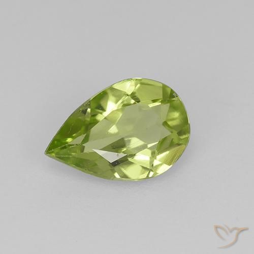 0.44ct Natural Light Lively Green Peridot, Pear Shape, VVS-VS