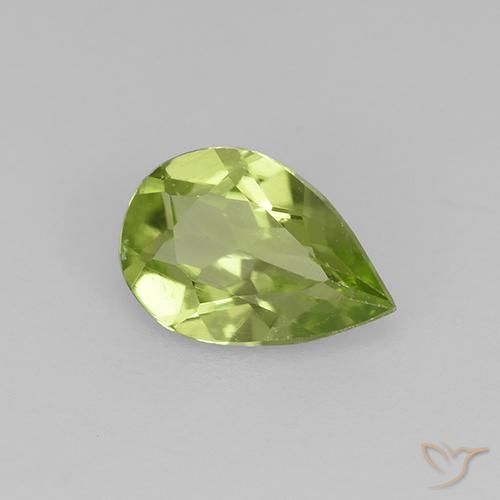 0.44 ct Green Peridot Stone, Natural Peridot in Pear Facet Shape for Sale