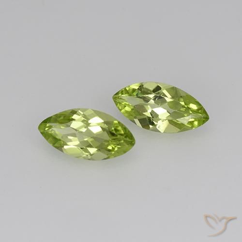 0.70 ctw Green Peridot Stones, Natural Peridot in Marquise Facet Shape for Sale