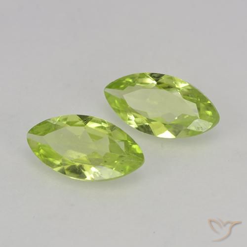 0.74 ctw Green Peridot Stones, Natural Peridot in Marquise Facet Shape for Sale