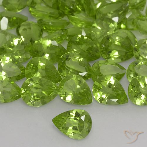 22.70 ctw Green Peridot Stones, Natural Peridot in Pear Facet Shape for Sale