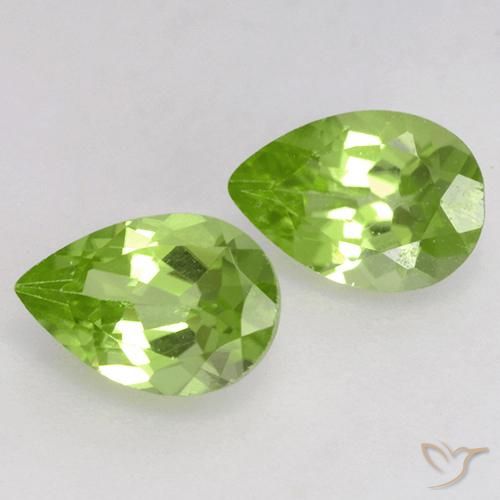 0.91 ctw Green Peridot Stones, Natural Peridot in Pear Facet Shape for Sale