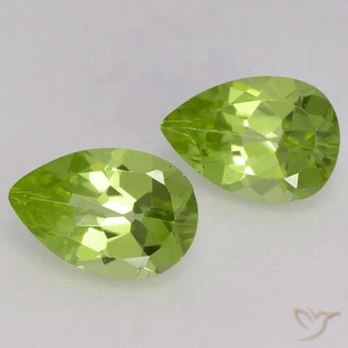 0.85 ctw Green Peridot Stones, Natural Peridot in Pear Facet Shape for Sale