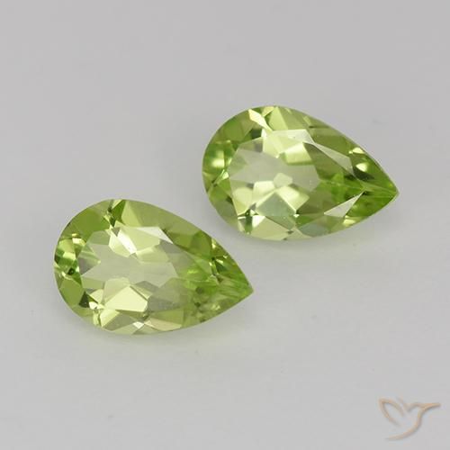 0.83 ctw Green Peridot Stones, Natural Peridot in Pear Facet Shape for Sale
