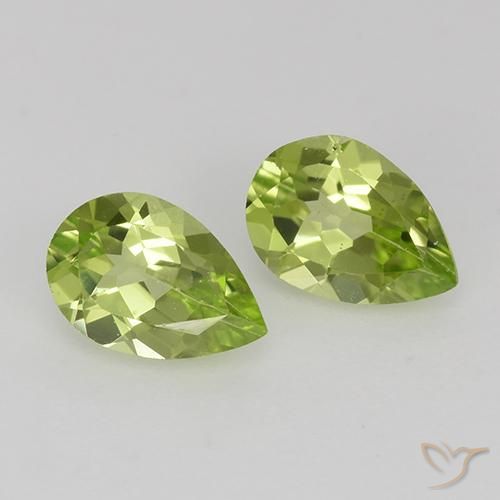 0.84 ctw Green Peridot Stones, Natural Peridot in Pear Facet Shape for Sale