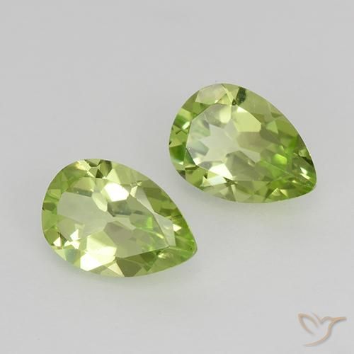 0.75 ctw Green Peridot Stones, Natural Peridot in Pear Facet Shape for Sale