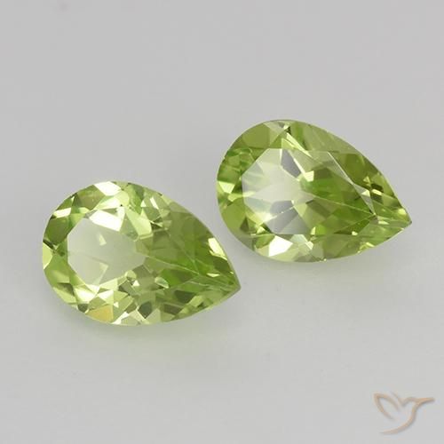 0.90 ctw Green Peridot Stones, Natural Peridot in Pear Facet Shape for Sale