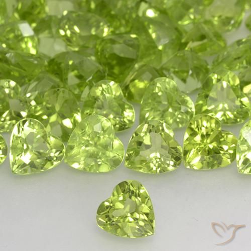 28.72 ctw Green Peridot Stones, Natural Peridot in Heart Facet Shape for Sale