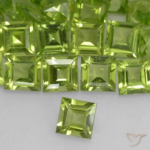 169.25 ctw Green Peridot Stones, Natural Peridot in Square Facet Shape for Sale