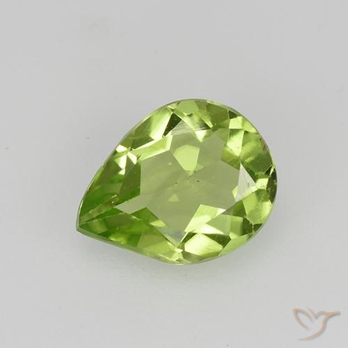 0.92ct Natural Medium Green Peridot, Pear Shape, VS