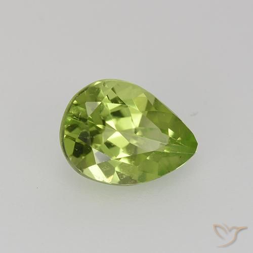 0.82 ct Green Peridot Stone, Natural Peridot in Pear Facet Shape for Sale