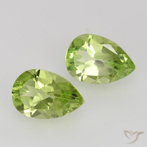 0.93 ctw Green Peridot Stones, Natural Peridot in Pear Facet Shape for Sale