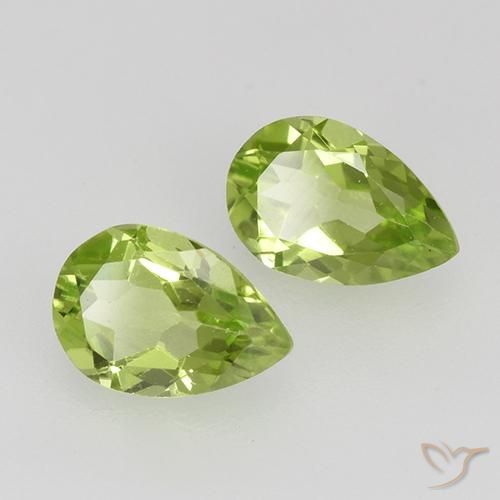 0.80 ctw Green Peridot Stones, Natural Peridot in Pear Facet Shape for Sale