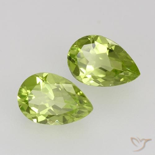 0.87 ctw Green Peridot Stones, Natural Peridot in Pear Facet Shape for Sale