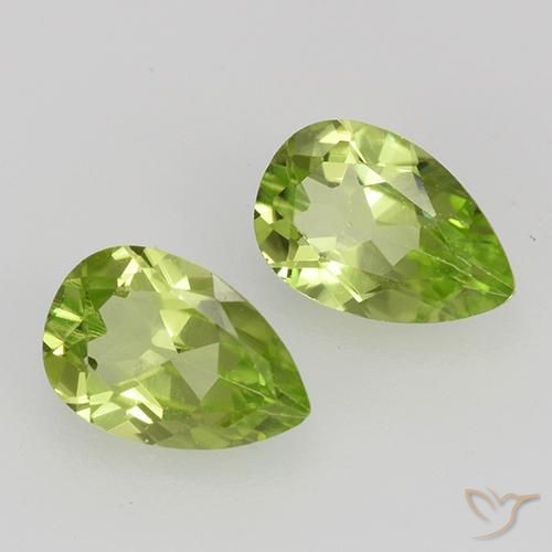 0.87 ctw Green Peridot Stones, Natural Peridot in Pear Facet Shape for Sale