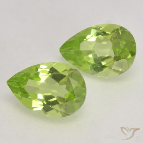 0.87 ctw Green Peridot Stones, Natural Peridot in Pear Facet Shape for Sale